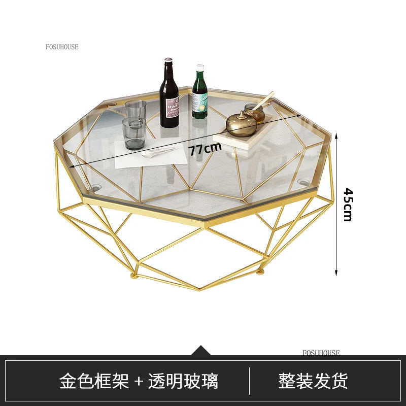 Nordic Light Luxury Tempered Glass Coffee Tables Small Apartment Sofa Side Table Simple Iron Corner Table Living Room Furniture