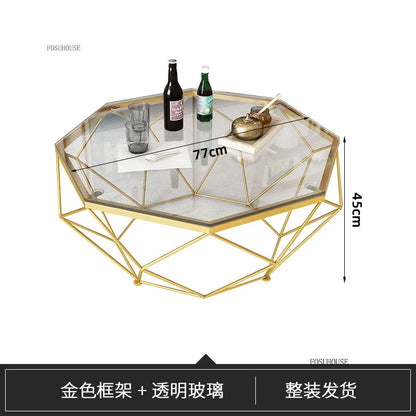 Nordic Light Luxury Tempered Glass Coffee Tables Small Apartment Sofa Side Table Simple Iron Corner Table Living Room Furniture