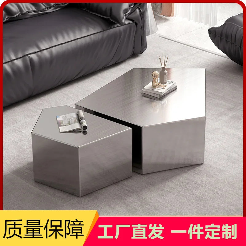 Geometric Special-shaped Creative Light Luxury Home Living Room Modern Simple Italian Stainless Steel Designer New Coffee Table