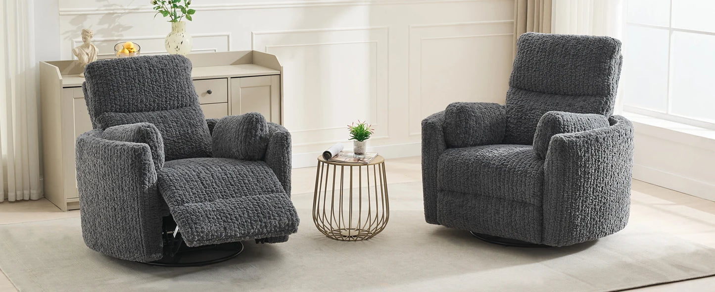 TODRANI Power Swivel Glider Rocking Recliner Nursery Chair with 2 Pillows, Reclining Chair with Type - C & USB Charger Ports