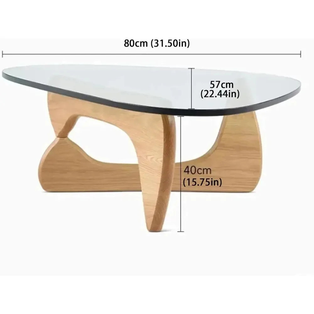 Table basse moderne en verre, 32,68" P x 22,44" L x 15,75" H, tables à thé rondes abstraites pour salon, maison, bureau, industriel
