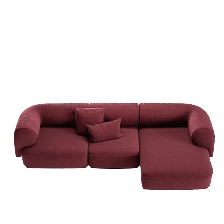 Light luxury Nordic fabric sofa living room very simple size apartment Nordic furniture designer red curved sofa
