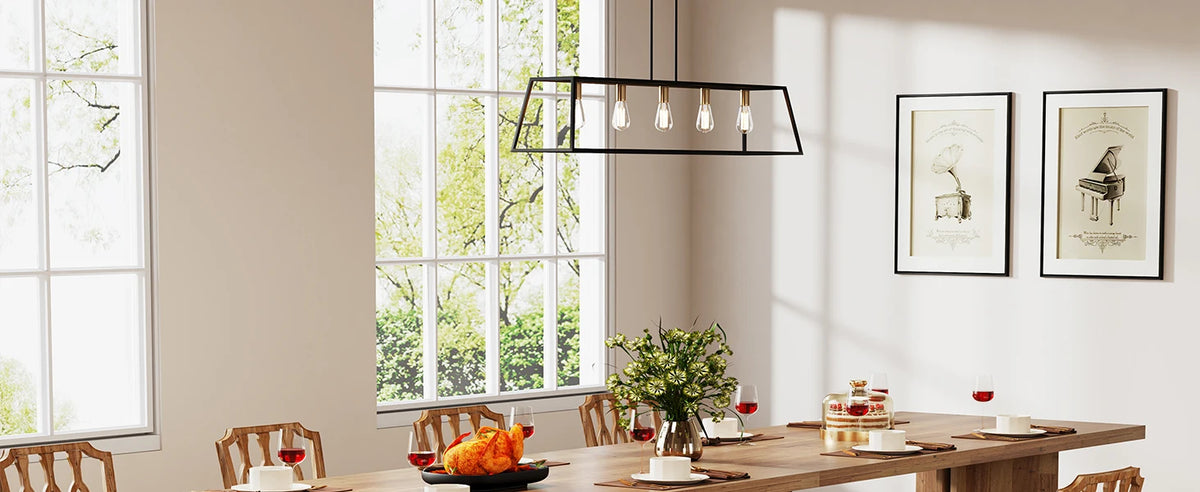 63-inch Dining Table for 4-6, Farmhouse Kitchen Table with Large Tabletop, Rectangular Eating Table for Dining Room, Living Room