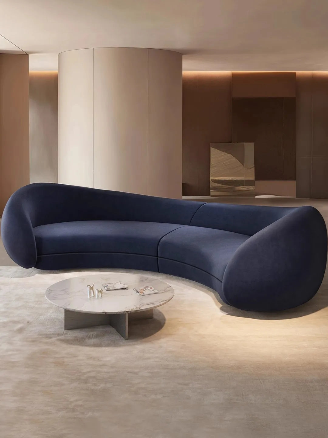Moon sofa semi-circular living room French lamb wool fabric sofa designer