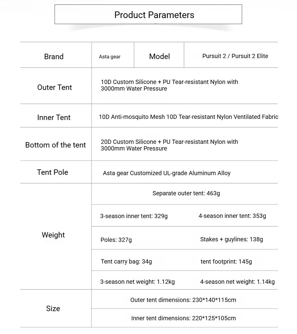 2 Person Ultralight Backpacking Tent Waterproof 3000mm 10D Nylon Double Layer Windproof Tent Camping Hiking Trekking Outdoor