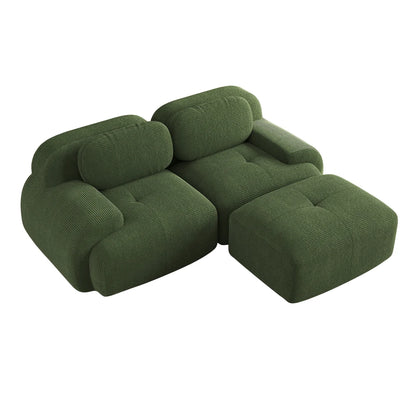 82'' Corner Sofa in Soft Cord Fabric, Modular Combined with Curved Armrests, Without Mounting, Highly Elastic Foam Upholstery