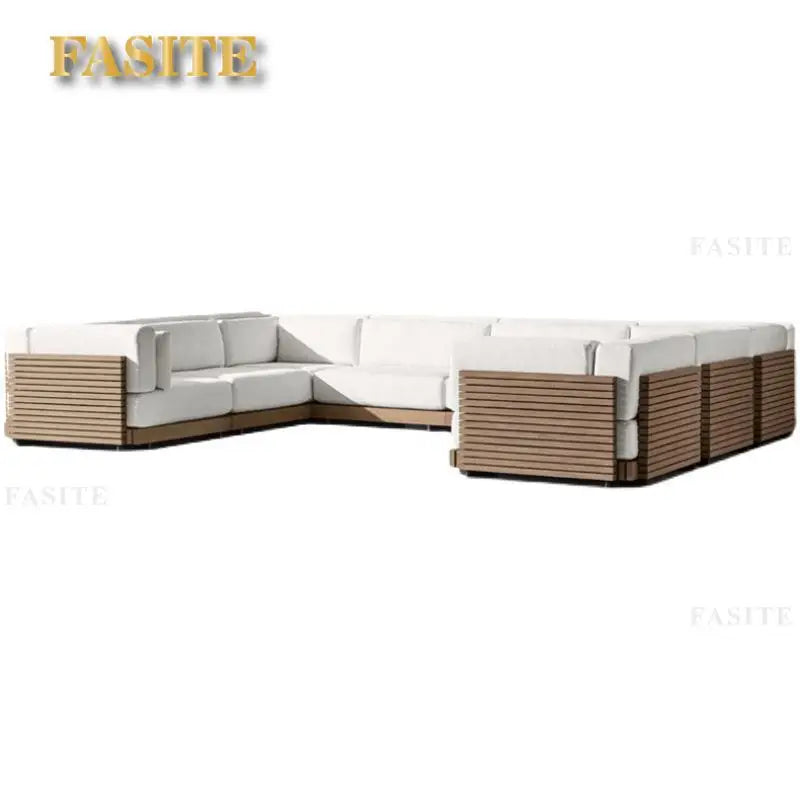 Outdoor solid wood coffee table combination waterproof and sunscreen sofa