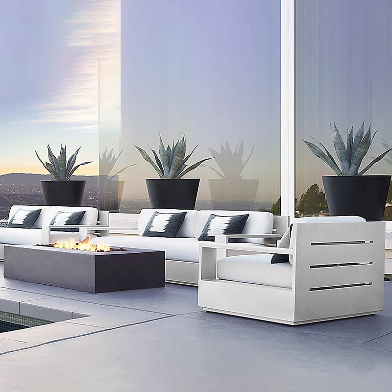 Modern Outdoor Furniture Luxury All-Weather Backyard Hotel Terrace Aluminum Alloy Garden Sofa