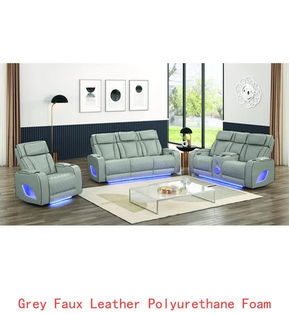 Modern Style Upholstery Recliner 3PC Living Room Set, Wood Construction, Massage Function, Beige Color, CA Inventory