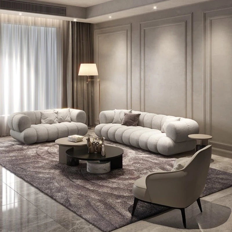 Living room cloud fabric sofa size apartment