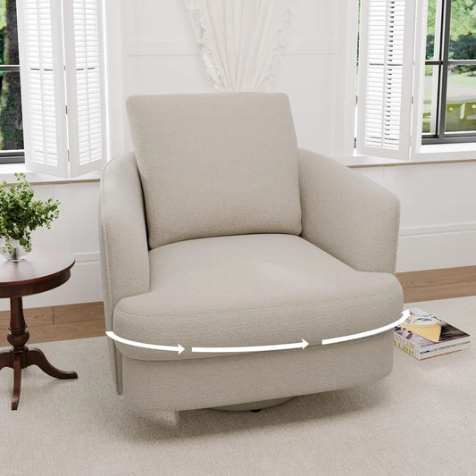 Swivel Accent Chair,Modern 360 °Swivel Barrel Chair, Oversized Armchair with Curve Back and Soft Cushion, Customized
