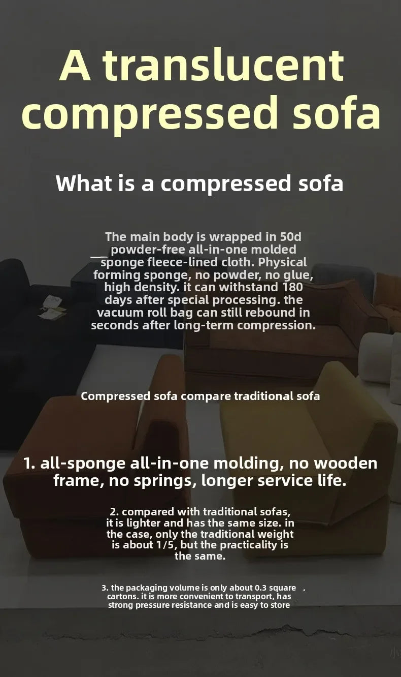 Italian Luxury Modular Sofa Vacuum Compressed Tufted Lazy Sofa Bread Design for Living Room