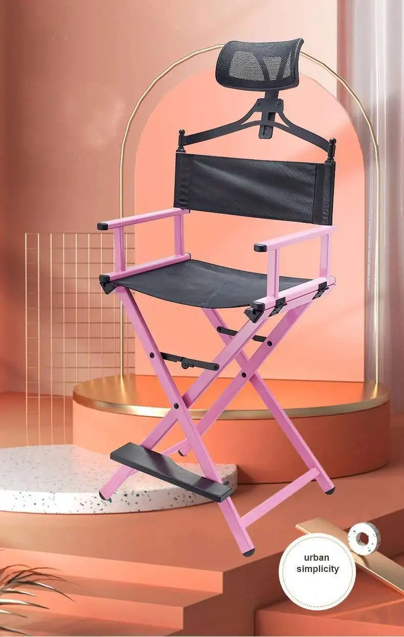 Outdoor Modern Portable All Aluminium Lounge Chair with Headrest - Portable Makeup Artist/Beach Chair Bar Office Makeup Chair