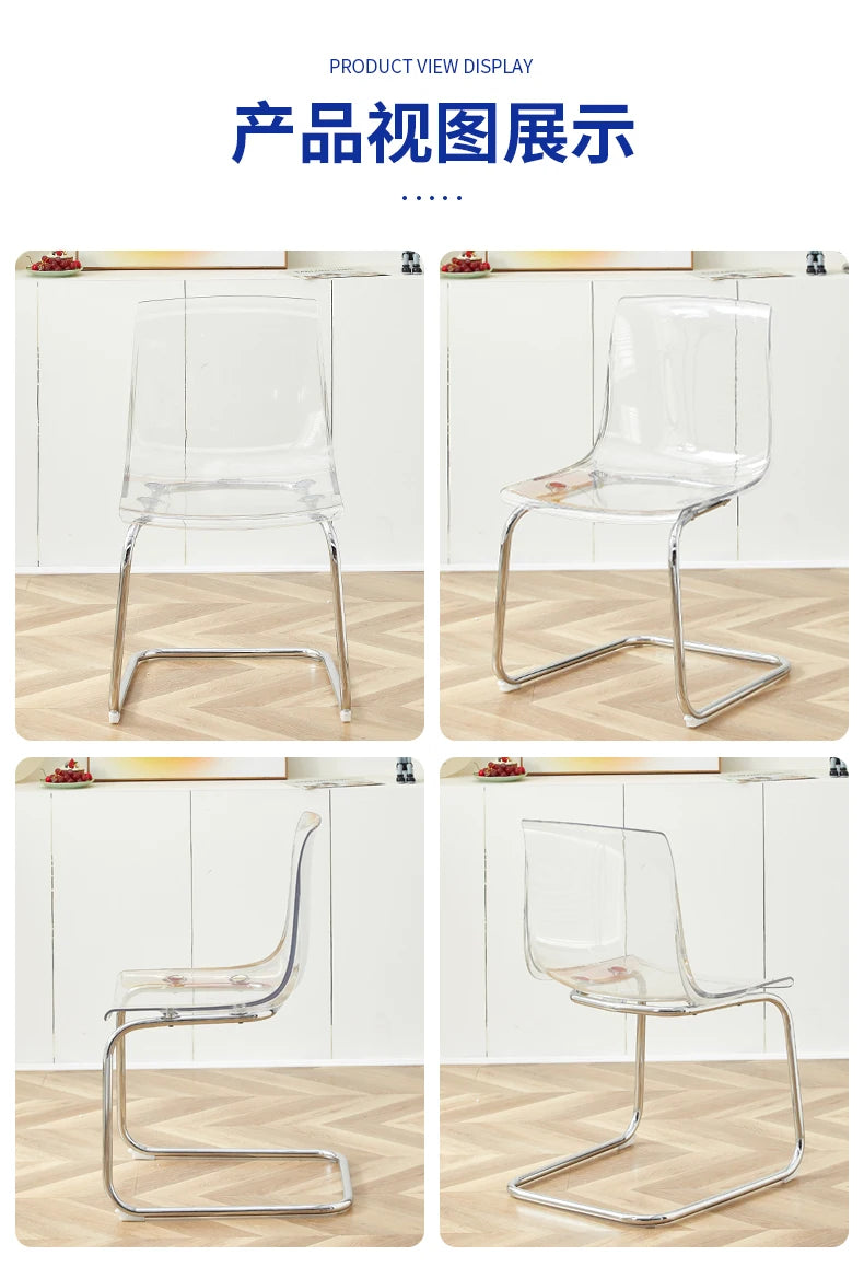 Furniture Stool Modern Transparent Chairs Designer Metal PC Plastic Dining Chair Home Creative Backrest Dining Table Stools