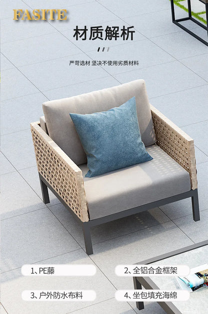 Leisure Style Outdoor Sofa Combination Living Room Balcony Open-air Leisure Rattan Weaving