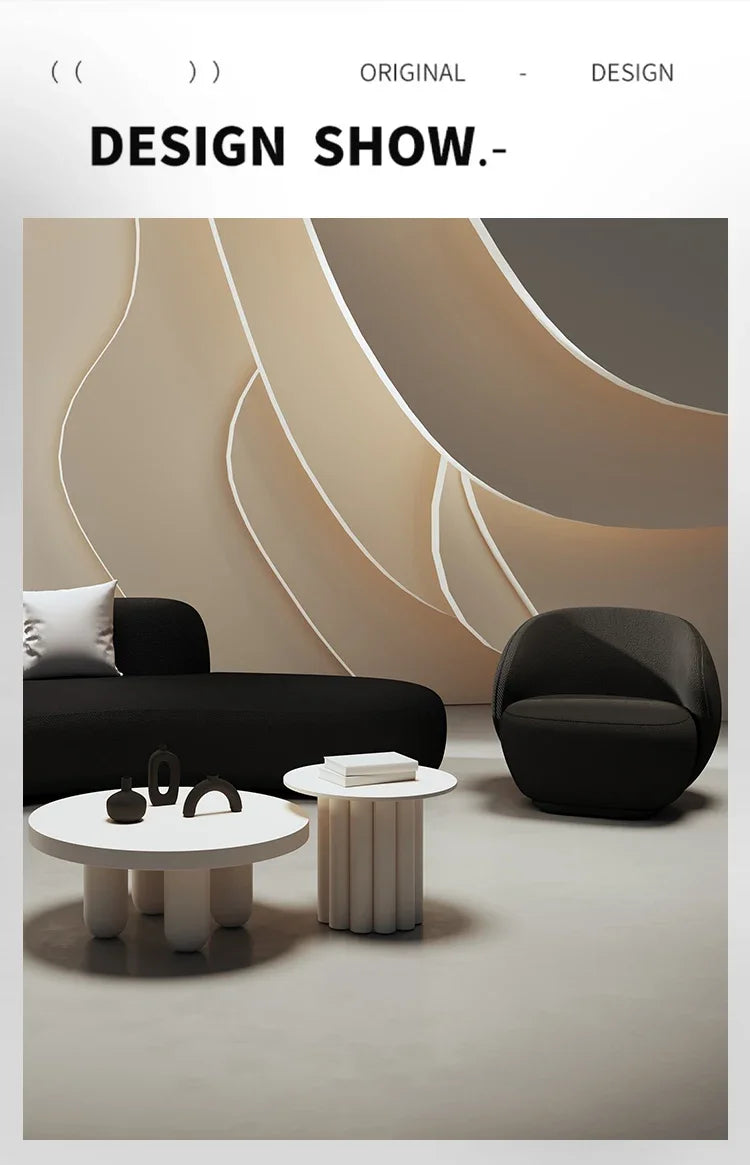 curved sofa, small apartment special-shaped black beauty salon hall, clothing store office rest area reception and negotiation