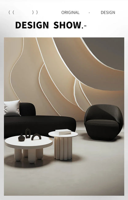 curved sofa, small apartment special-shaped black beauty salon hall, clothing store office rest area reception and negotiation