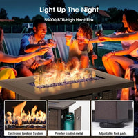 7 Piece Patio Furniture Set with  Fire Pit Table Outdoor Sectional Conversation Sofa Set with Coffee Table