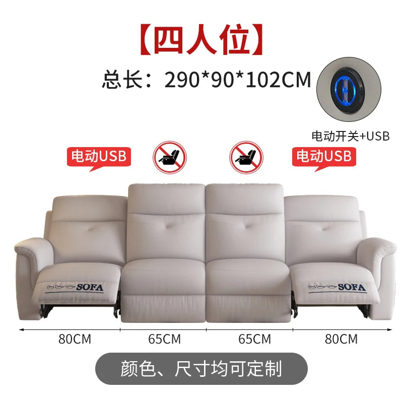 Comfort Electric Recliner Sofa Leather Sectional Genuine Retractable Combined Couch Bed Convertible Divano Letto Furnitures