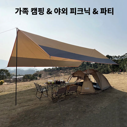 Oxford Large Tarp Waterproof 4x6m Sun Shelter Outdoor Camping Awning Tent Big Tarp Shade Canopy for Family Beach Hiking