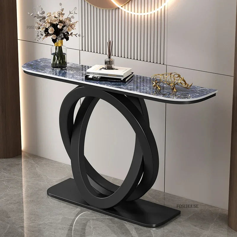 Luxury Iron Console Table Italian Semi-circular Entrance Cabinet Tables Home Furniture Creative Corridor Entryway Table