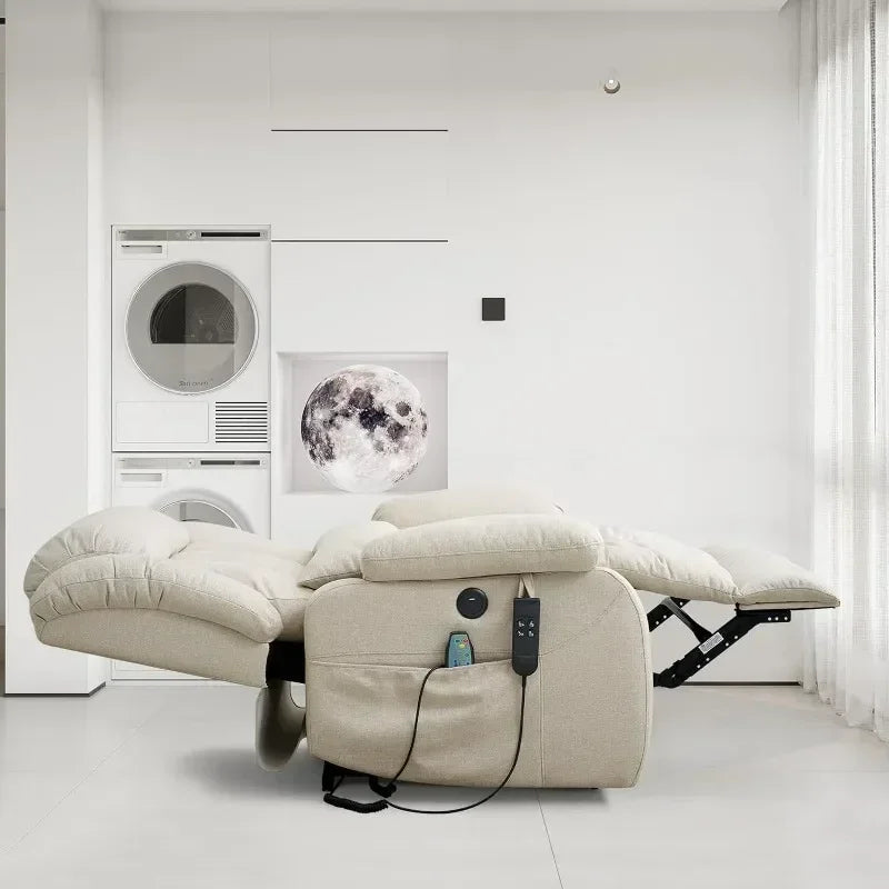 Infinite Position Power Lift Chair Lay Flat Recliner Dual Motor Sleeper Chair with Massage and Heating for Elderly