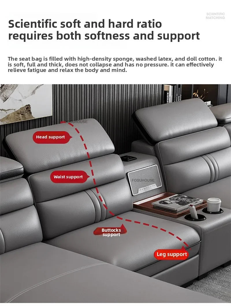 Luxury Leather Living Room Sofas Italian Home Sofa Bed Recliner Modern Designer Ergonomic Back Sofa Living Room Furniture