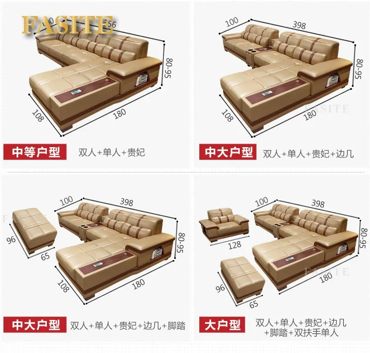Living Room Sofa storage corner real genuine leather sofas salon couch puff asiento speaker bluetooth canape L shape sofa cama