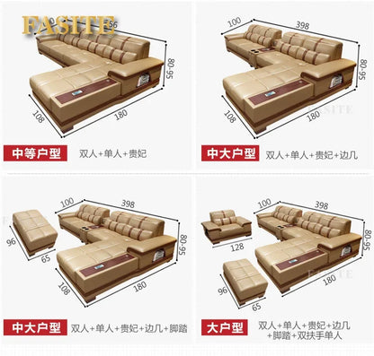 Living Room Sofa storage corner real genuine leather sofas salon couch puff asiento speaker bluetooth canape L shape sofa cama