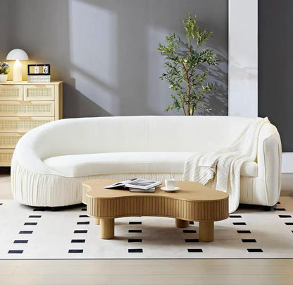 gW Nordic modern minimalist chenille cloth sofa hotel pleated curved large flat multi-person sofa