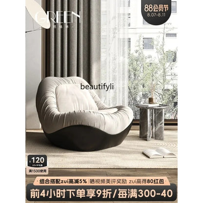 A076 Designer Simple Lazy Sofa Nordic Modern Light Luxury Villa Arc Leisure Chair Single Sofa Flannel