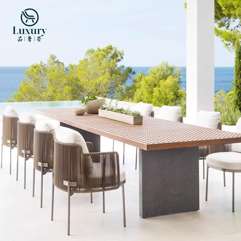 Modern Luxury Outdoor Patio Furniture Teak Wooden Dining Table And Chair Set