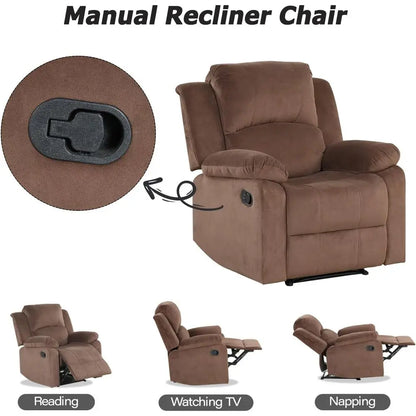 Light Brown Heavy-Duty Recliner Chair with Soft Fabric for Living Room or Bedroom