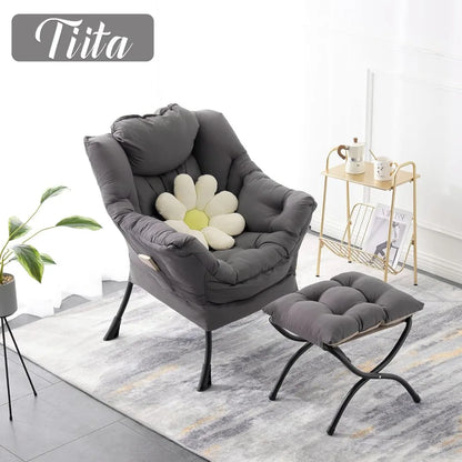 Contemporary Oversized Lounge Chair with Ottoman, Comfortable Reading Sofa with Footrest for Leisure