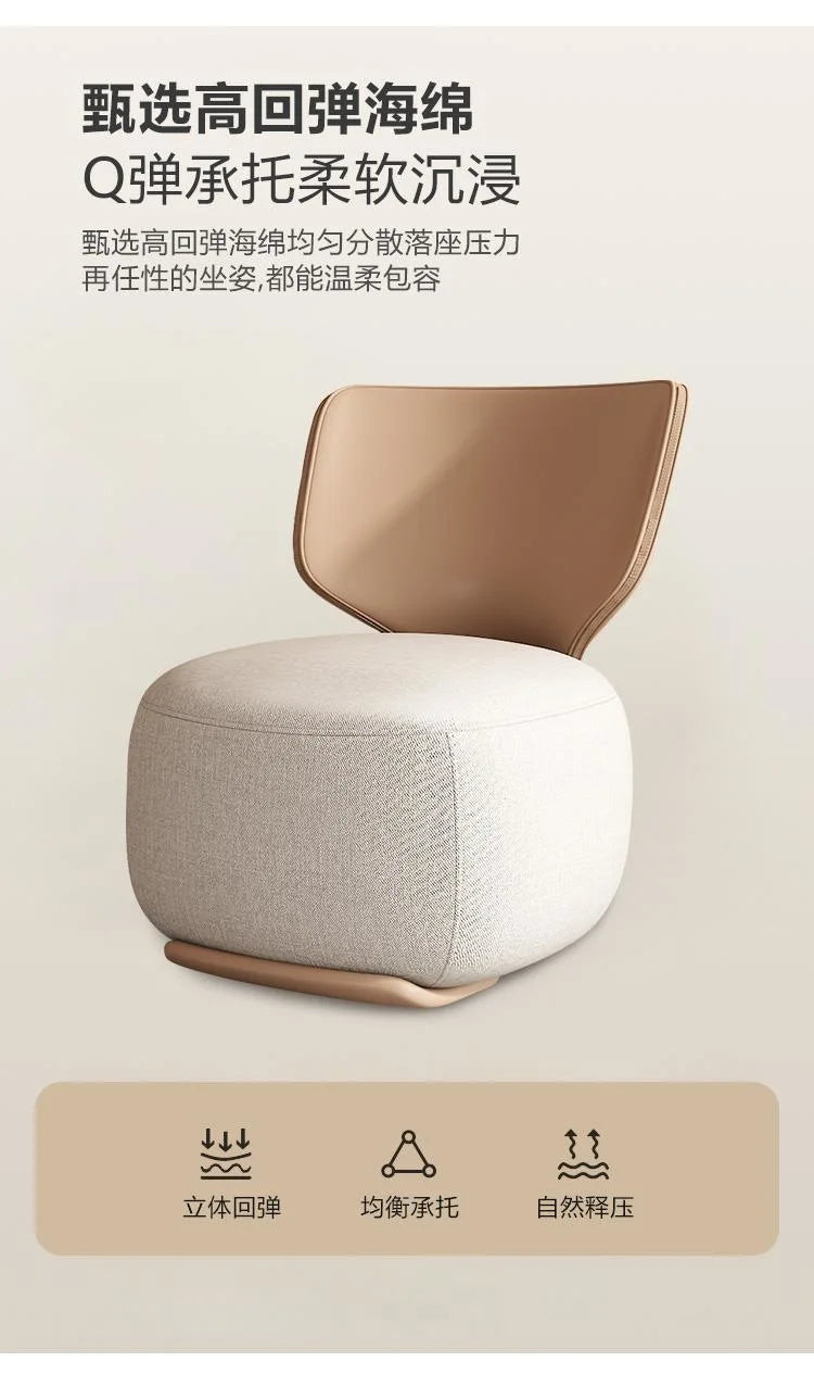 Log sofa chair Nordic living room single chair Fabric low stool Balcony casual back chair