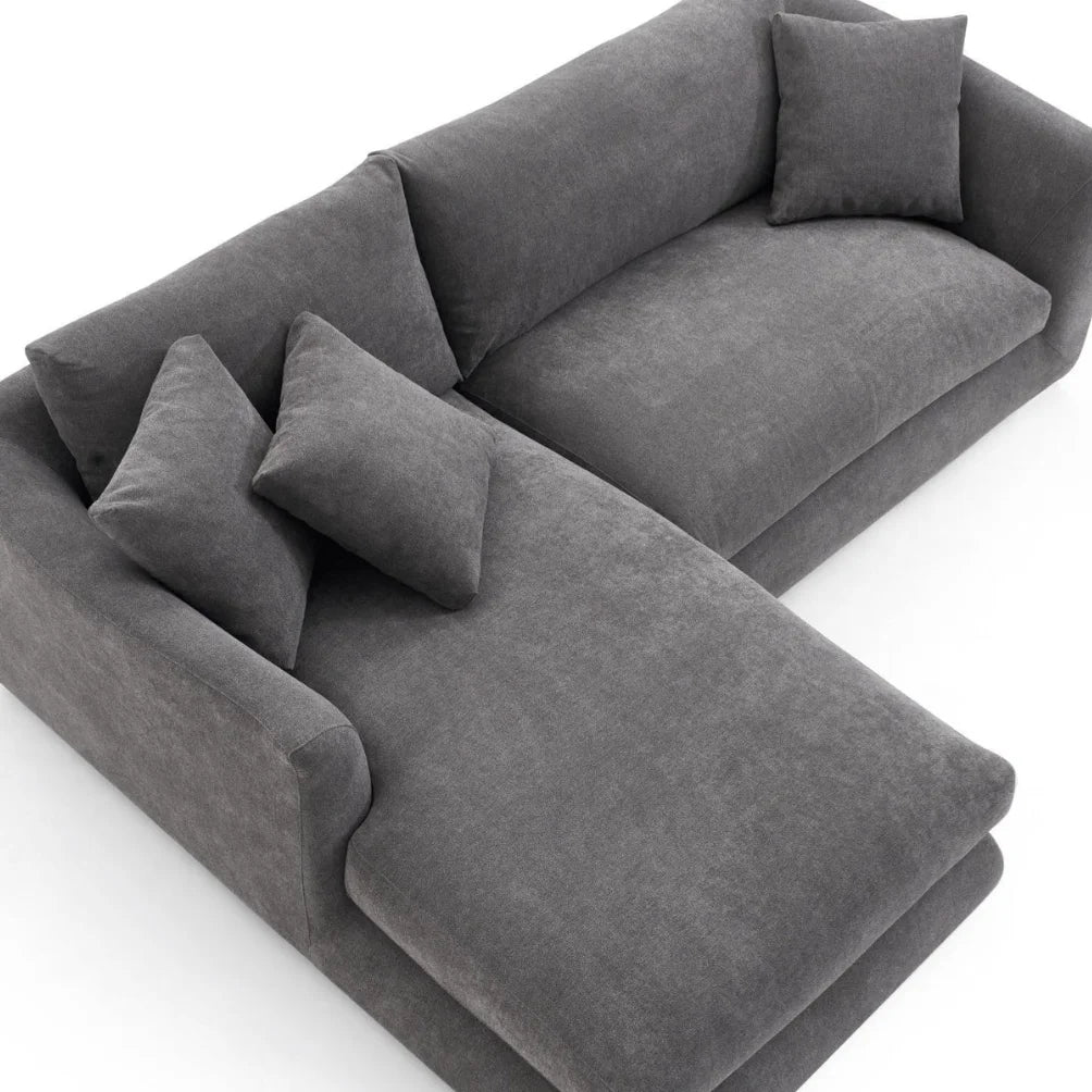 Modern Home Living Room Sofa Set Furniture White Linen Feather Cream Beige Fabric L Shaped Corner Modular