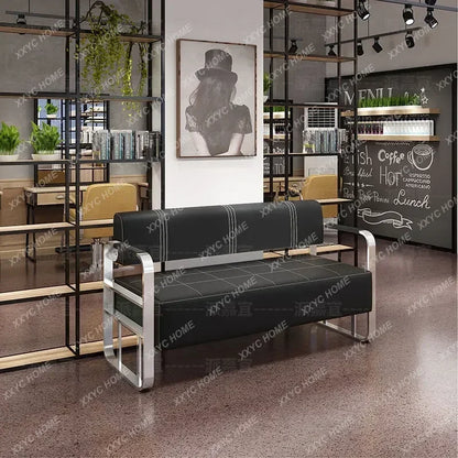 A Barber Shop Sofa Waiting Chair Stainless Steel Office Reception Sofa Chair