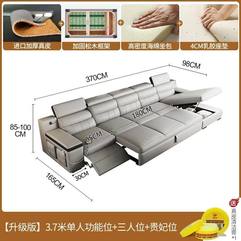 Designer Leather Sofa Living Room Ajustable Lounge Foldable Sofa Reclinable Modular Minimalist Woonkamer Banken Lounge Furniture