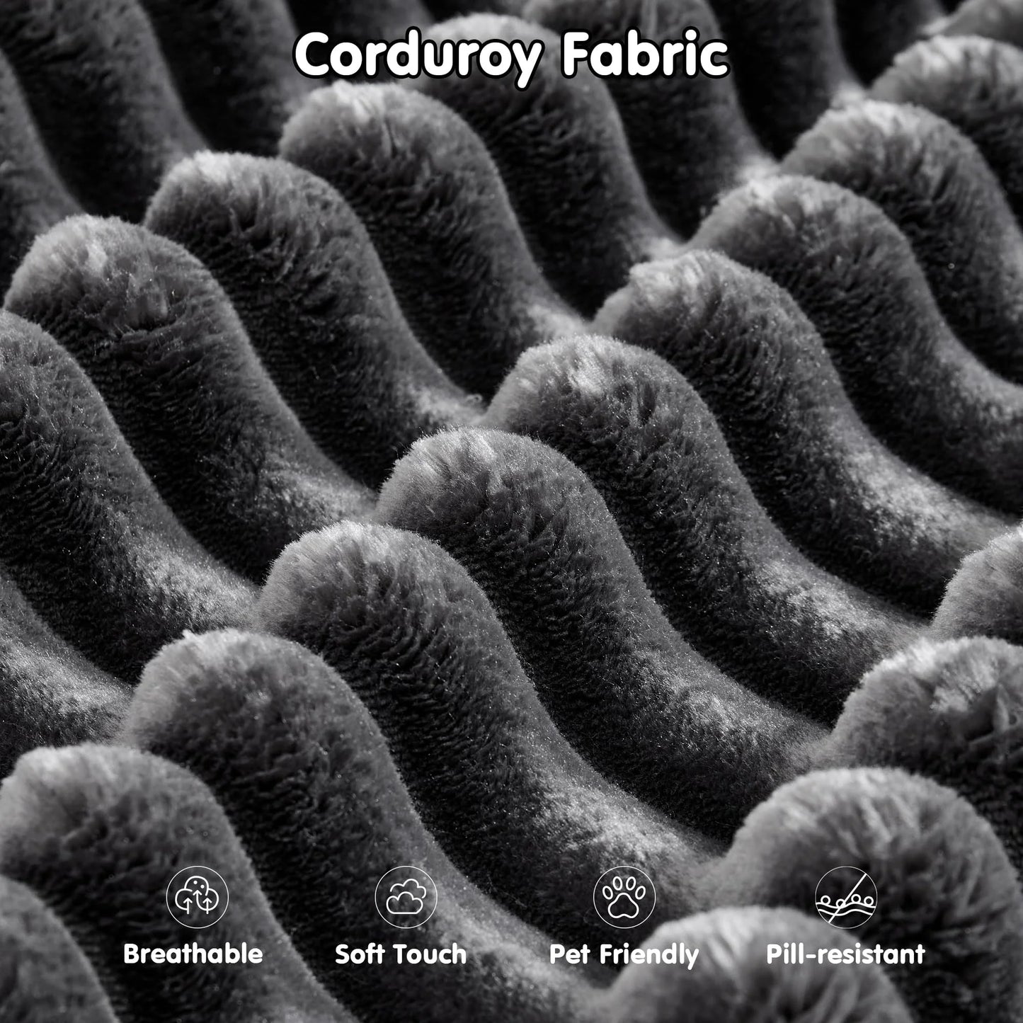 Wide Deep Seat Oversized Loveseat Chaise Compressed Sofa Bed, Fluffy Corduroy Upholstered Cloud Couch Living Room Sofas