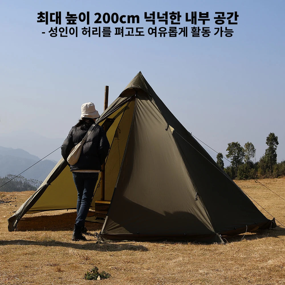 4 Season Hot Tent with Stove Jack Winter Teepee Tent Waterproof Camping Tipi Tent for 2 3 4 Person Outdoor Bushcraft Hiking
