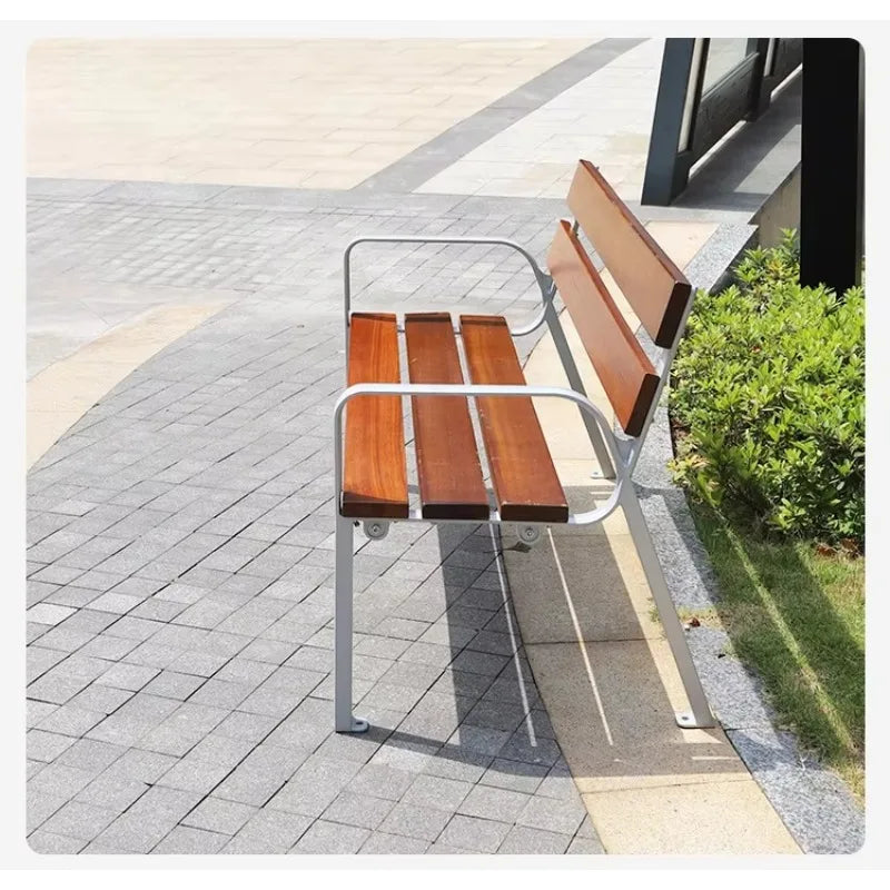 Customized New Design Solid Wood Memorial Outdoor Bench with Armrests High Quality Town Park Garden Street Waiting