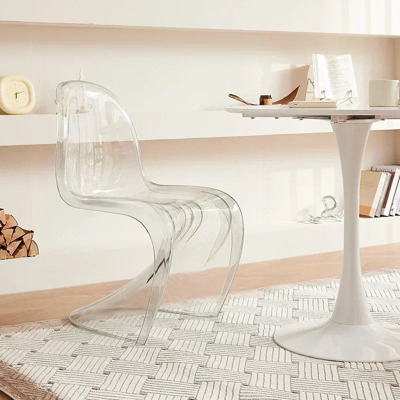 Design Minimalist Dining Chair Acrylic Kitchen Colorful Office Chair Modern Living Room Cadeira Kitchen Furniture  A1