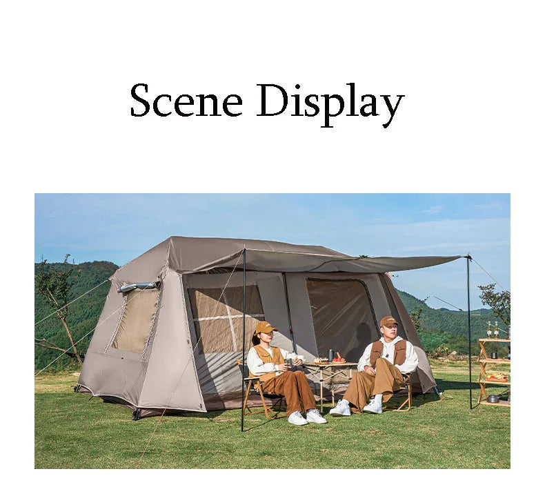 Cabin Tent 2 Room Large Family Camping Tent Automatic Quick Setup Waterproof UV Protection Outdoor 4 Season Ridge Tent