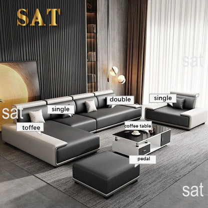 Modern Minimalist Fabric Sectional Sofa Set for Home and Mall Living Room Furniture