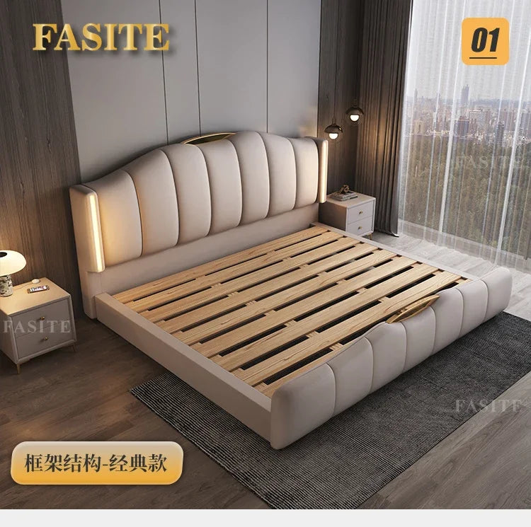 Luxury Frame Double Bed King Size Modern Living Room Frame Double Bed Queen Hotel Princess Cama De Casal Bedroom Furniture