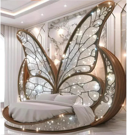 Princess  Butterfly Bed Villa Solid wood 2m bed 15 high French luxury bed bedroom custom