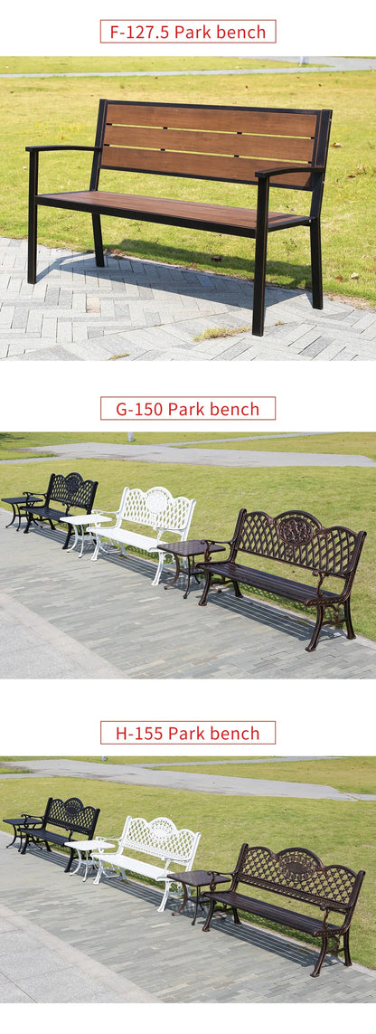 2025 New outdoor metal Bench with backrest garden long chair outdoor bench cast aluminum leisure Patio benches