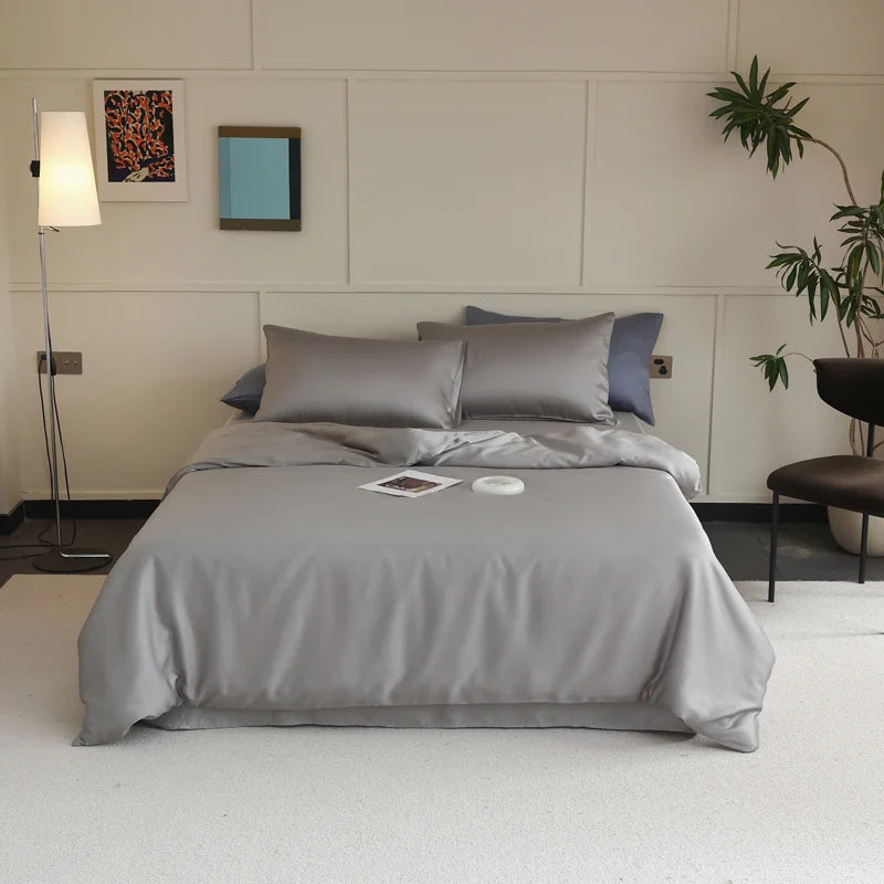100% Silk 3pcs Bedding Set Natural Mulberry Silk Duvet Cover Set with 2pcs Pillowcase Solid Color Quilt Cover Pillow Case Luxury