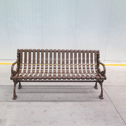 Public Outdoor Bench Steel Powder Coated Metal Resting Bench Outdoor Park Bench