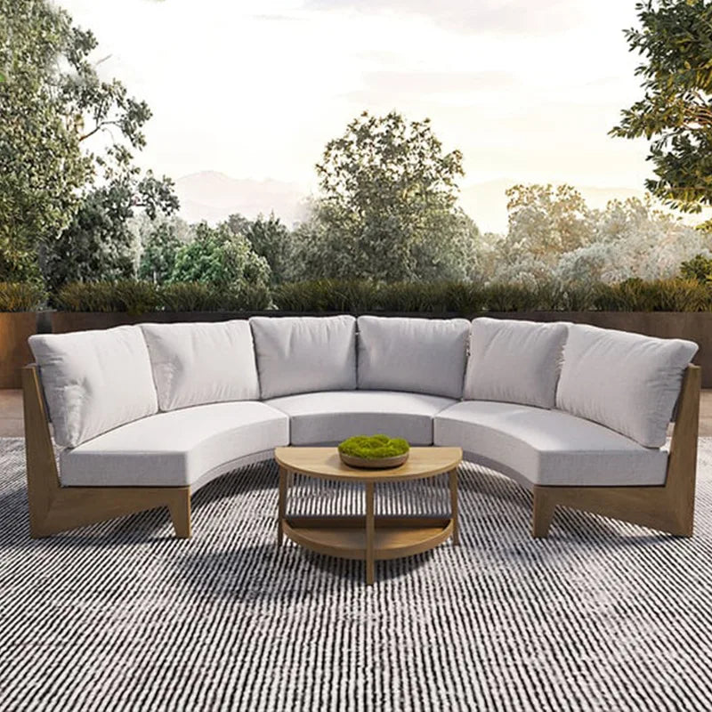 Outdoor garden balcony teak sofa outdoor leisure villa garden courtyard waterproof sunscreen solid wood furniture combination